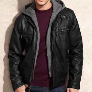 20% off 3! NWOT Faux Leather Hooded Jacket